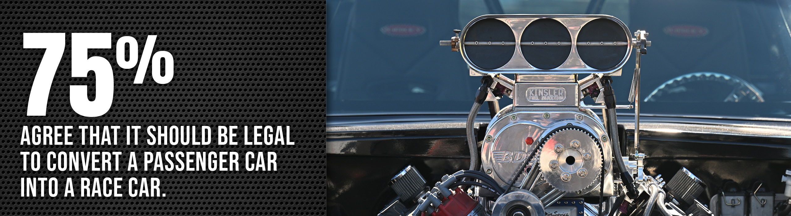 75% Agree that it should be legal to convert a passenger car into a race car